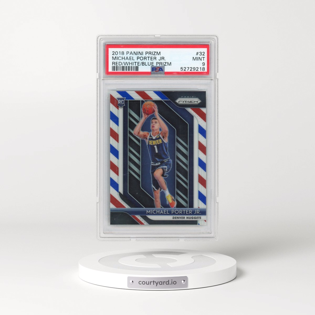 2018 Panini Prizm #32 Michael Porter Jr. - Red/White/Blue Prizm (PSA 9 MINT)
