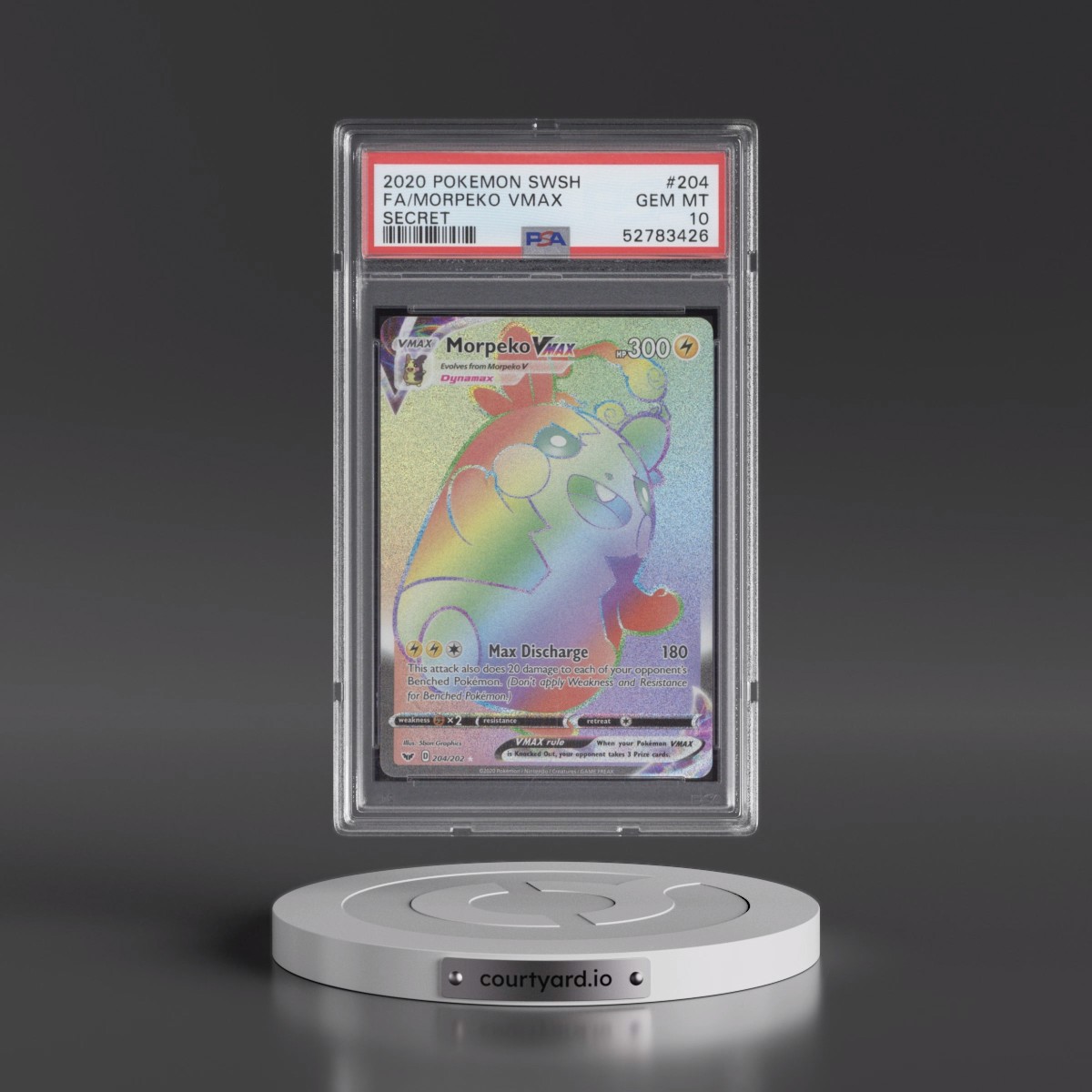 2020 Pokémon Sword & Shield #204 Morpeko Vmax - Full Art Secret (PSA 10 GEM MINT)