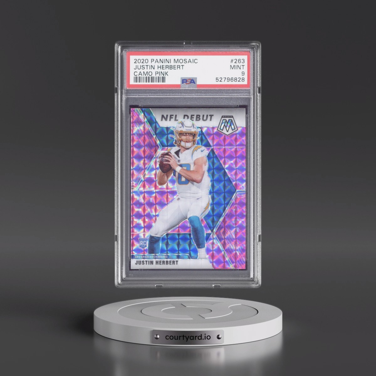 2020 Panini Mosaic #263 Justin Herbert - Camo Pink (PSA 9 MINT)