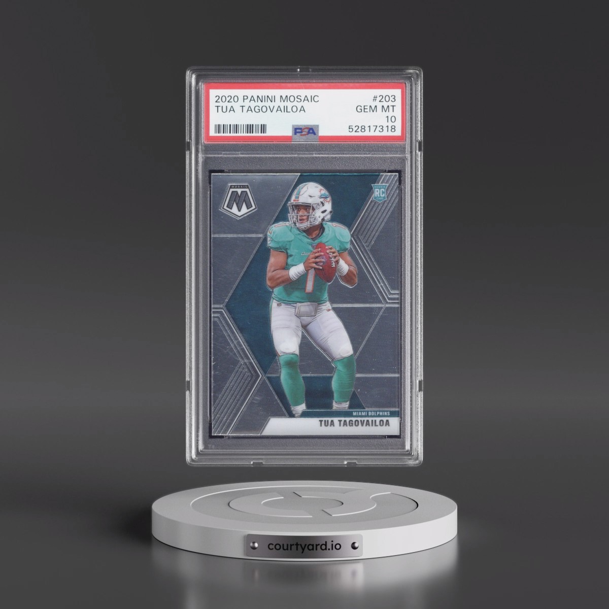 2020 Panini Mosaic #203 Tua Tagovailoa (PSA 10 GEM MINT)