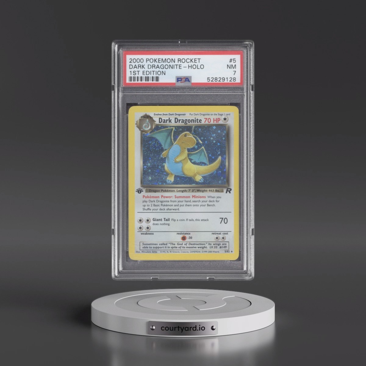 2000 Pokémon Rocket #5 Dark Dragonite - 1st Edition Holo (PSA 7 NM)