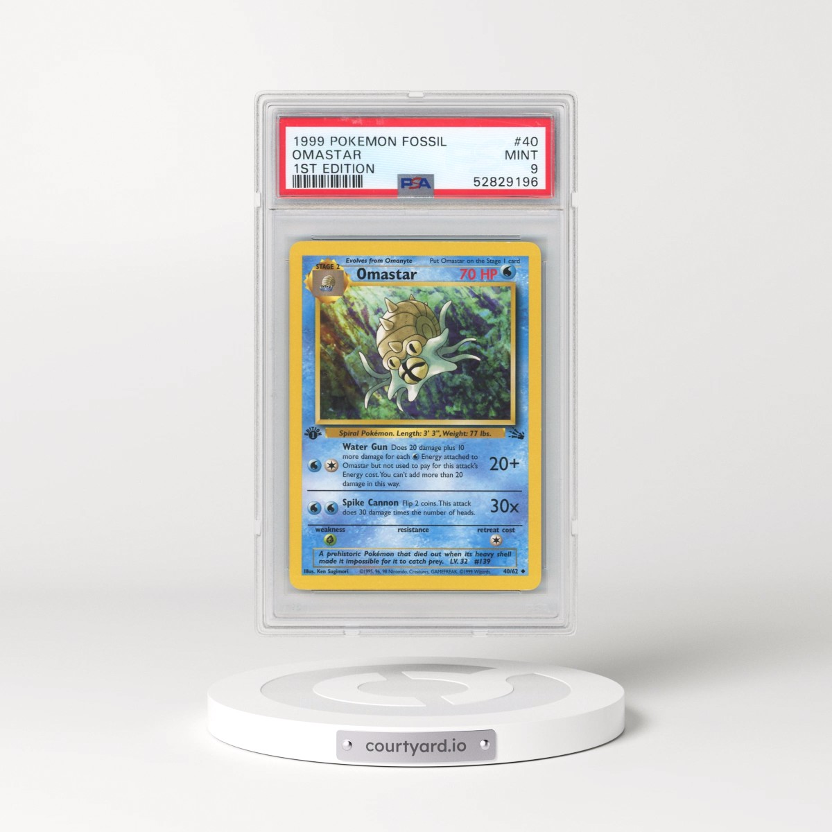 1999 Pokémon Fossil #40 Omastar - 1st Edition (PSA 9 MINT)