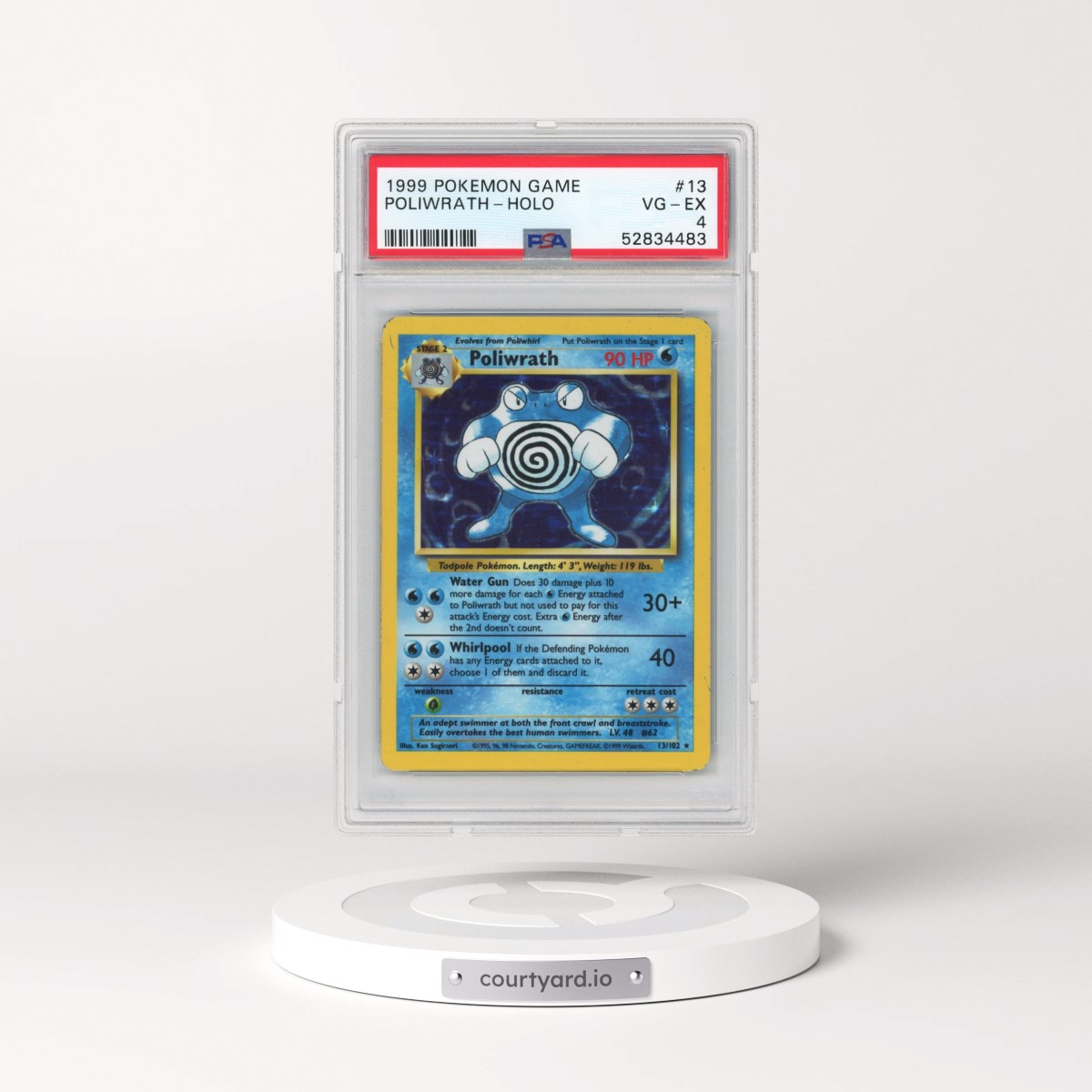 1999 Pokémon Game #13 Poliwrath - Holo (PSA 4 VG-EX)