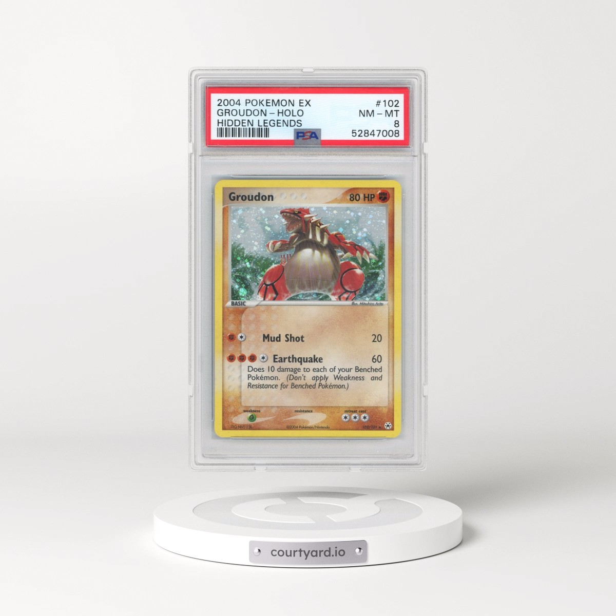 2004 Pokémon EX Hidden Legends #102 Groudon - Holo (PSA 8 NM-MT)