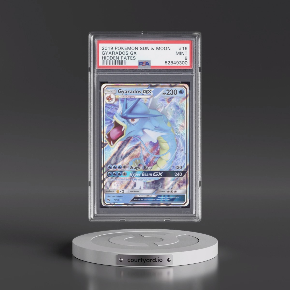 2019 Pokémon Sun & Moon Hidden Fates #16 Gyarados GX - Holo (PSA 9 MINT)