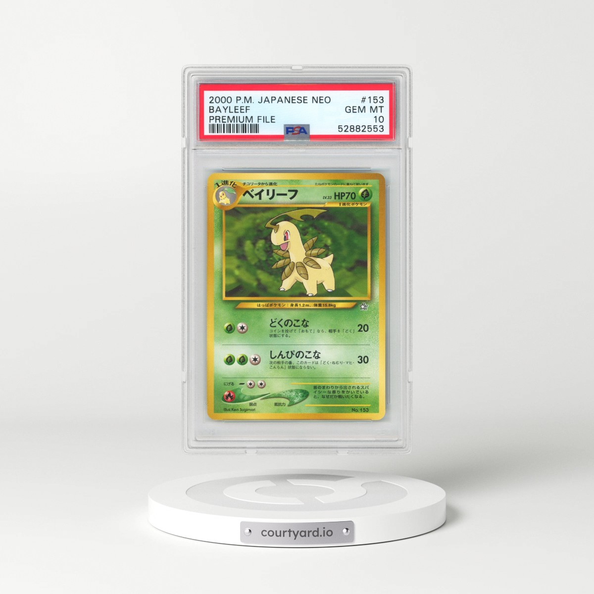 2000 Pokémon Neo #153 Bayleef - Premium File (PSA 10 GEM MINT)