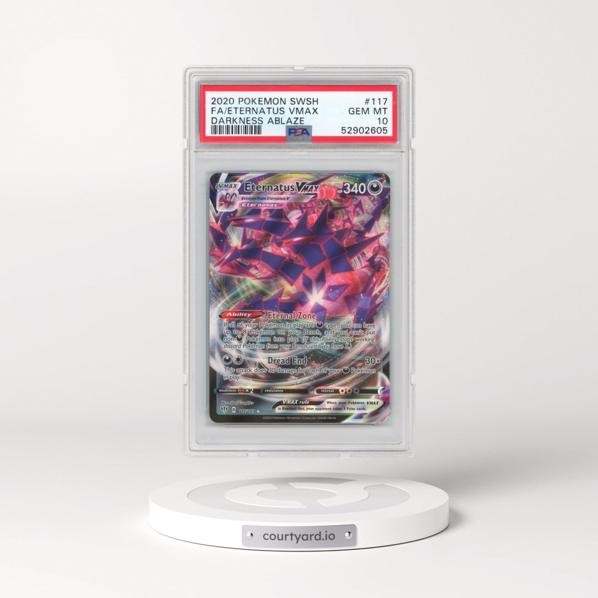 2020 Pokémon Sword & Shield Darkness Ablaze #117 Eternatus Vmax - Full Art (PSA 10 GEM MINT)