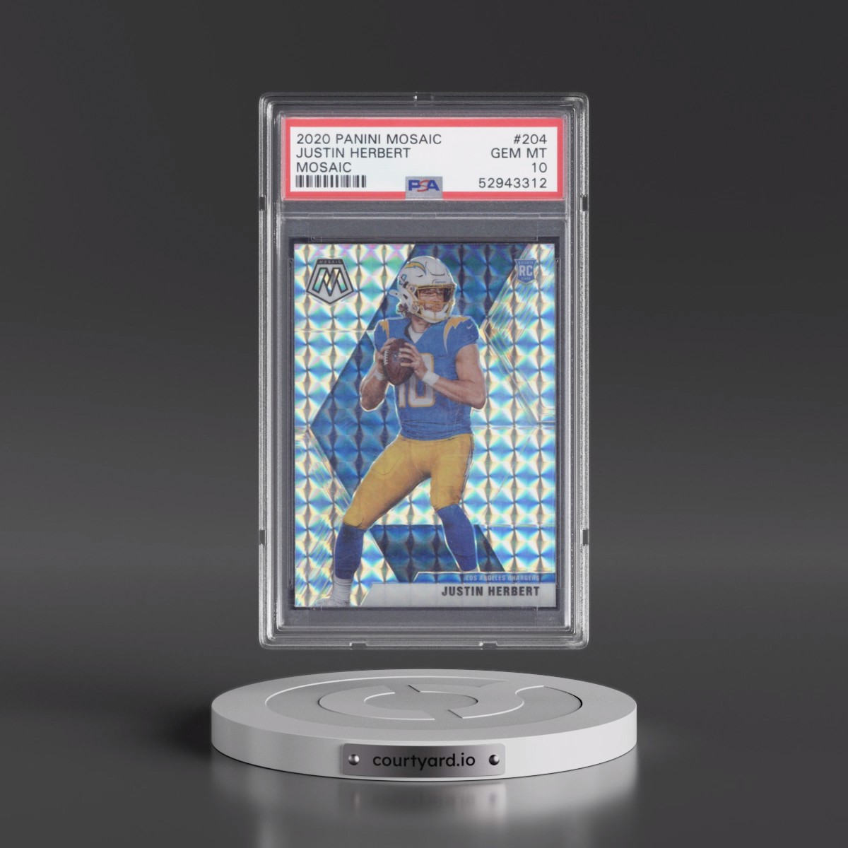 2020 Panini Mosaic #204 Justin Herbert - Mosaic (PSA 10 GEM MINT)