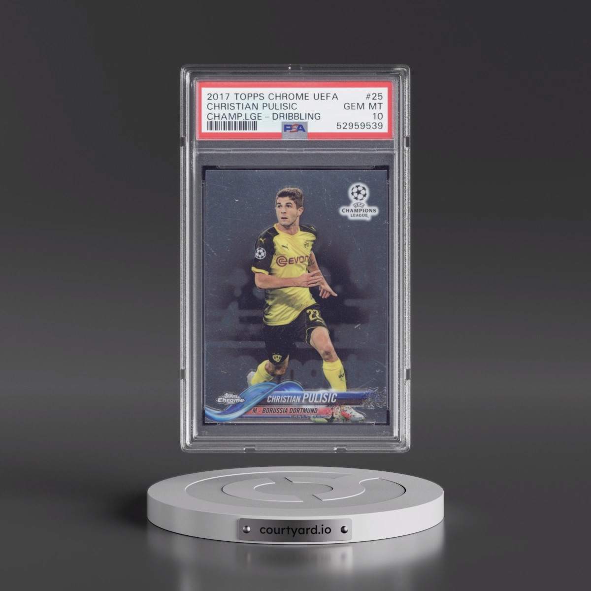2017 Topps Chrome UEFA Champions League #25 Christian Pulisic - Dribbling (PSA 10 GEM MINT)