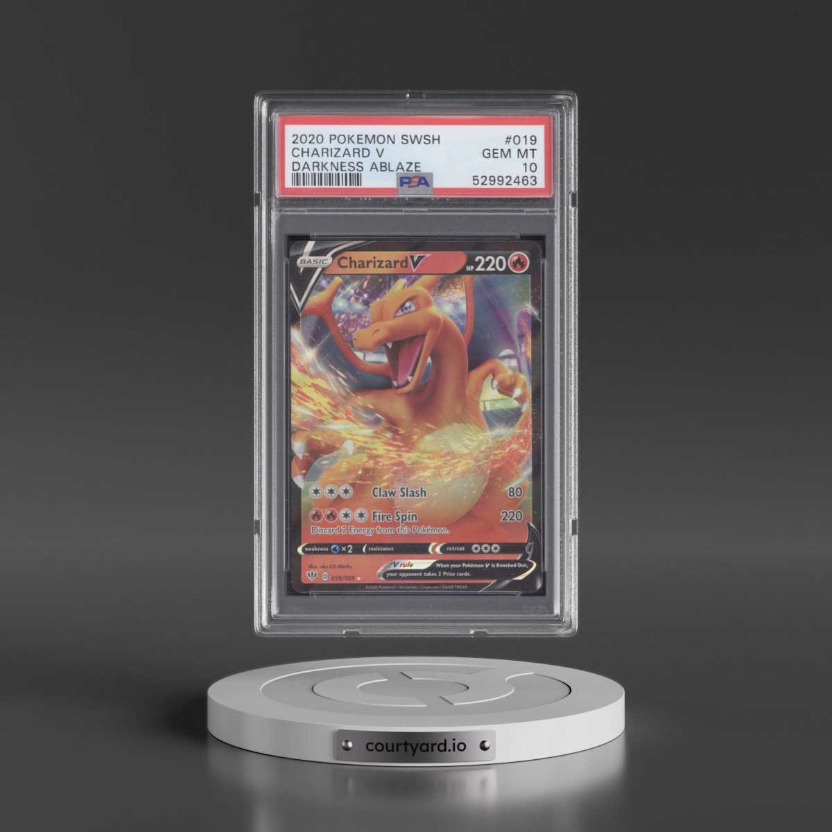 2020 Pokémon Sword & Shield Darkness Ablaze #019 Charizard V - Holo (PSA 10 GEM MINT)