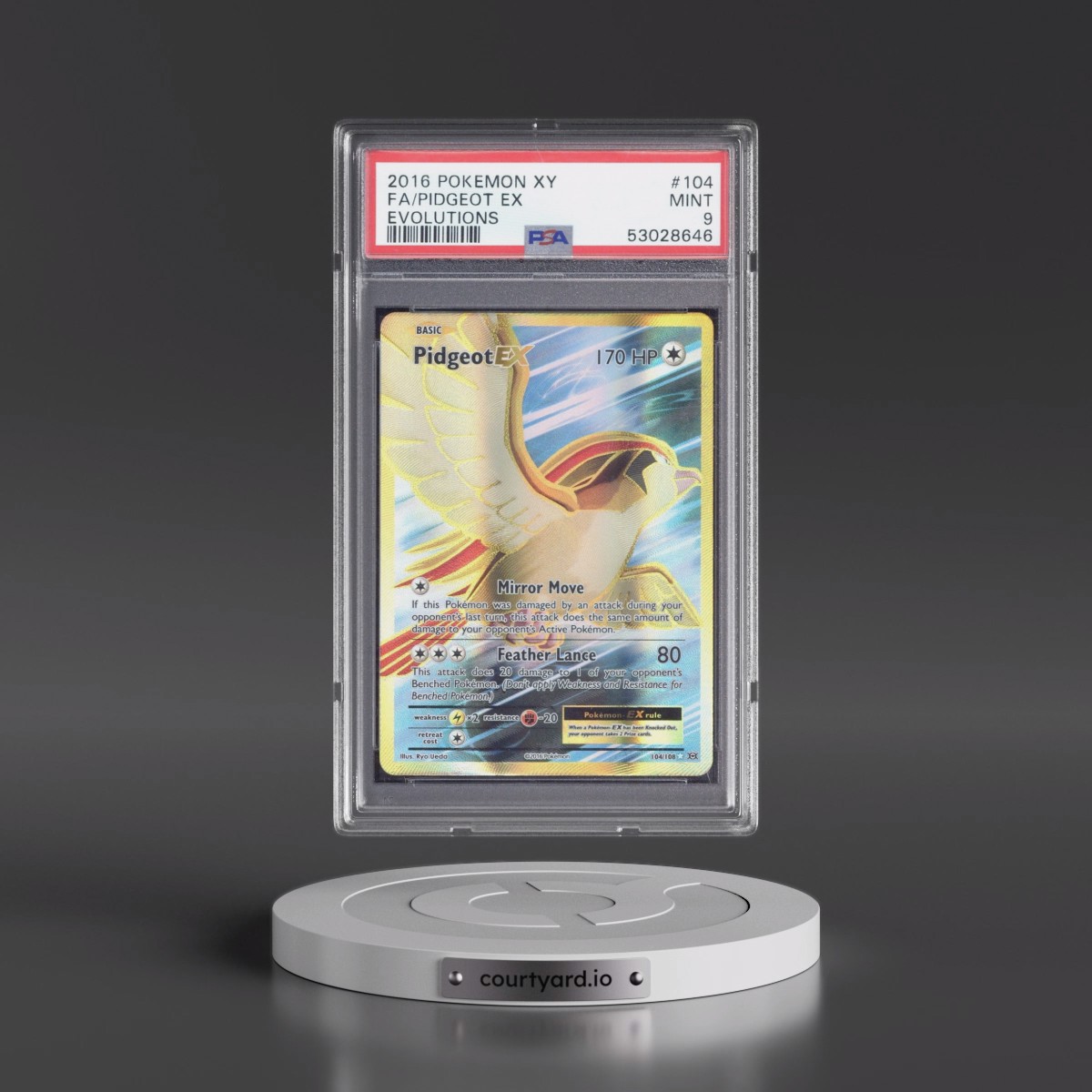 2016 Pokémon XY Evolutions Pidgeot EX - Holo Full Art #104 PSA 9