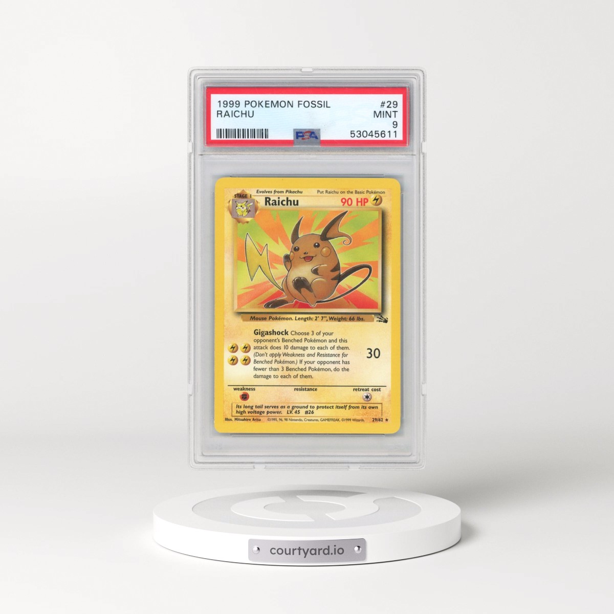 1999 Pokémon Fossil #29 Raichu (PSA 9 MINT)