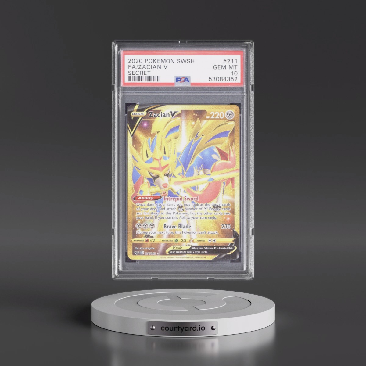 2020 Pokémon Sword & Shield #211 Zacian V - Holo Full Art Secret (PSA 10 GEM MINT)