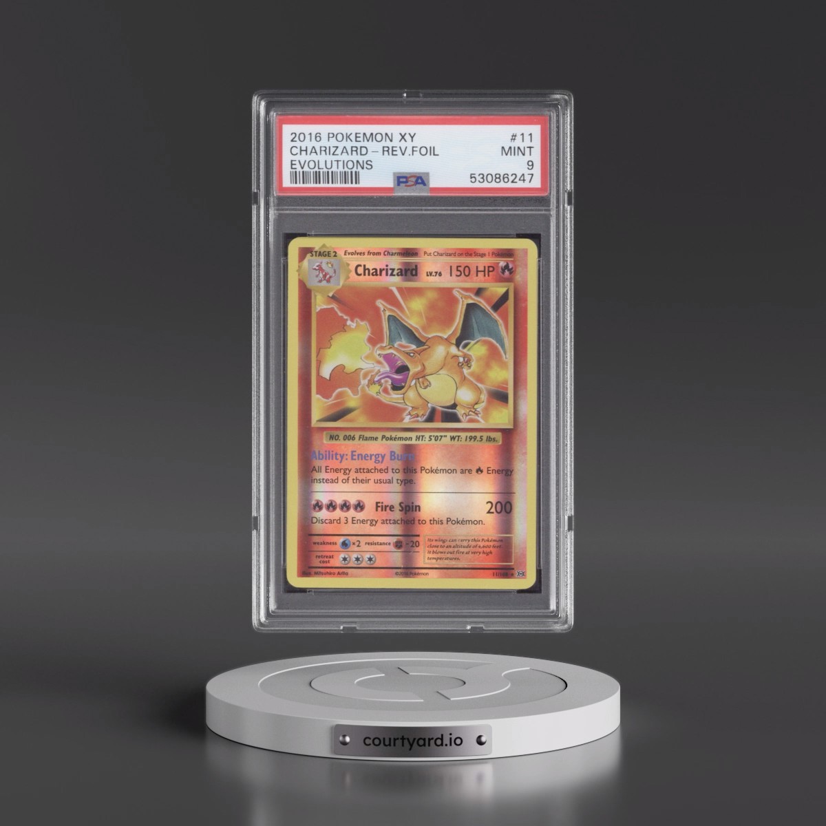2016 Pokémon XY Evolutions #11 Charizard - Reverse Foil (PSA 9 MINT)
