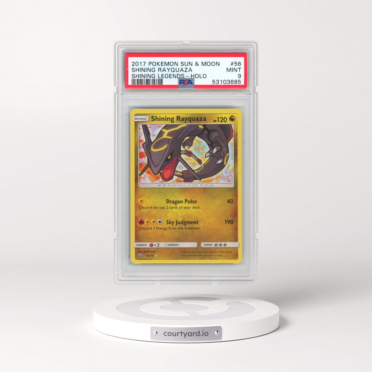 2017 Pokémon Sun & Moon Shining Legends #56 Shining Rayquaza - Holo Holo (PSA 9 MINT)