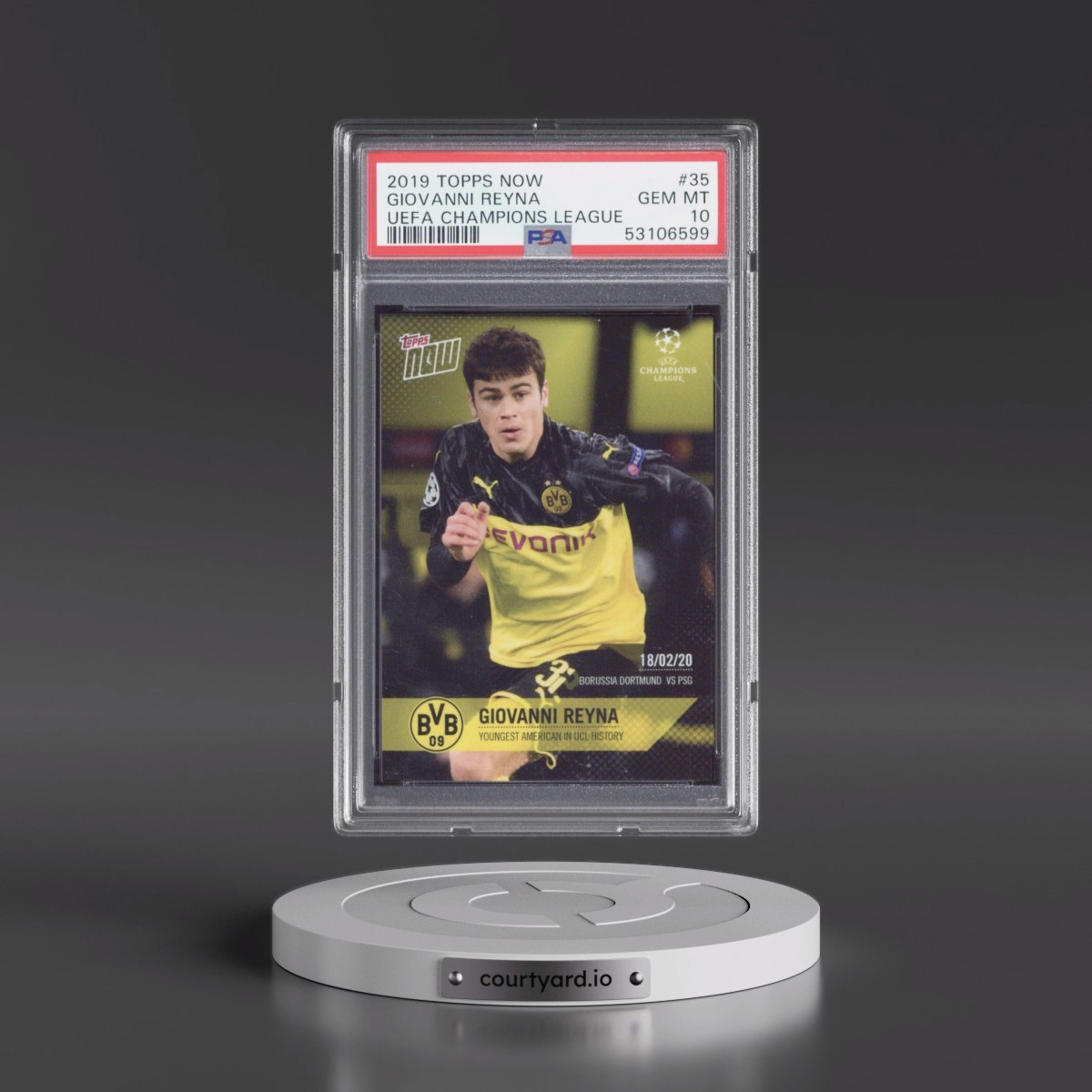2019 Topps Now UEFA Champions League #35 Giovanni Reyna (PSA 10 GEM MINT)