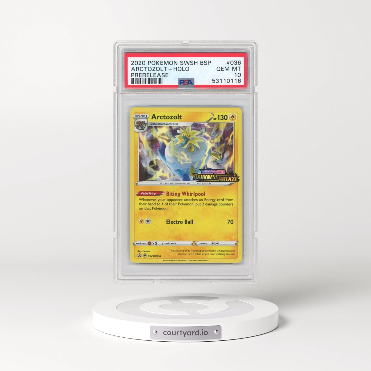 2020 Pokémon Swsh Black Star Promo #036 Arctozolt - Holo Prerelease (PSA 10 GEM MINT)