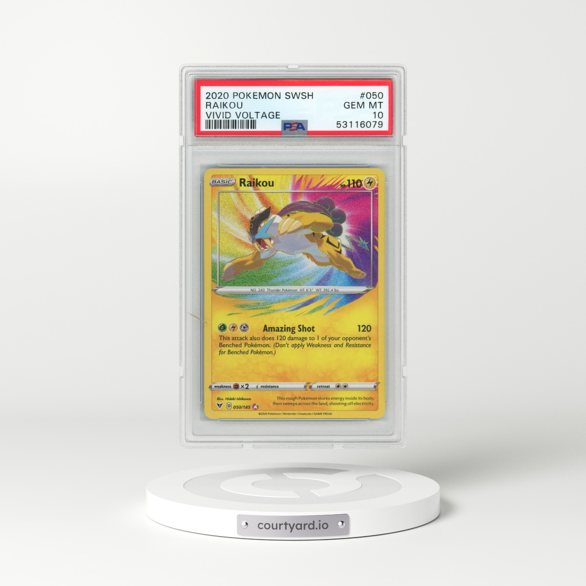 2020 Pokémon Sword & Shield Vivid Voltage #050 Raikou (PSA 10 GEM MINT)