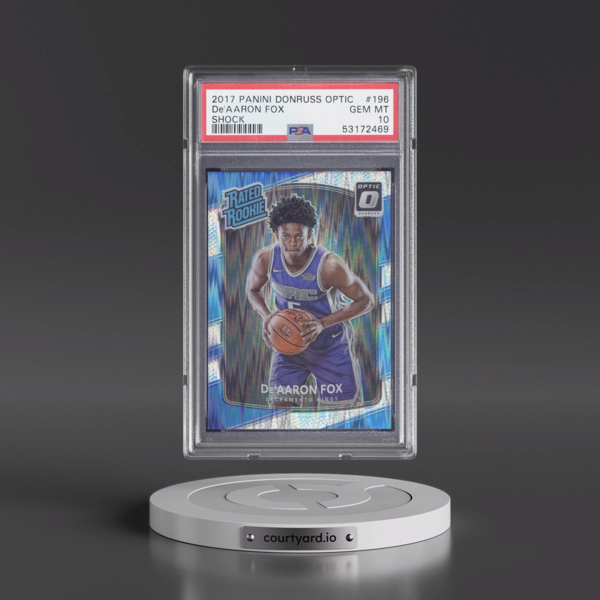 2017 Panini Donruss Optic #196 DE'Aaron Fox - Shock (PSA 10 GEM MINT)