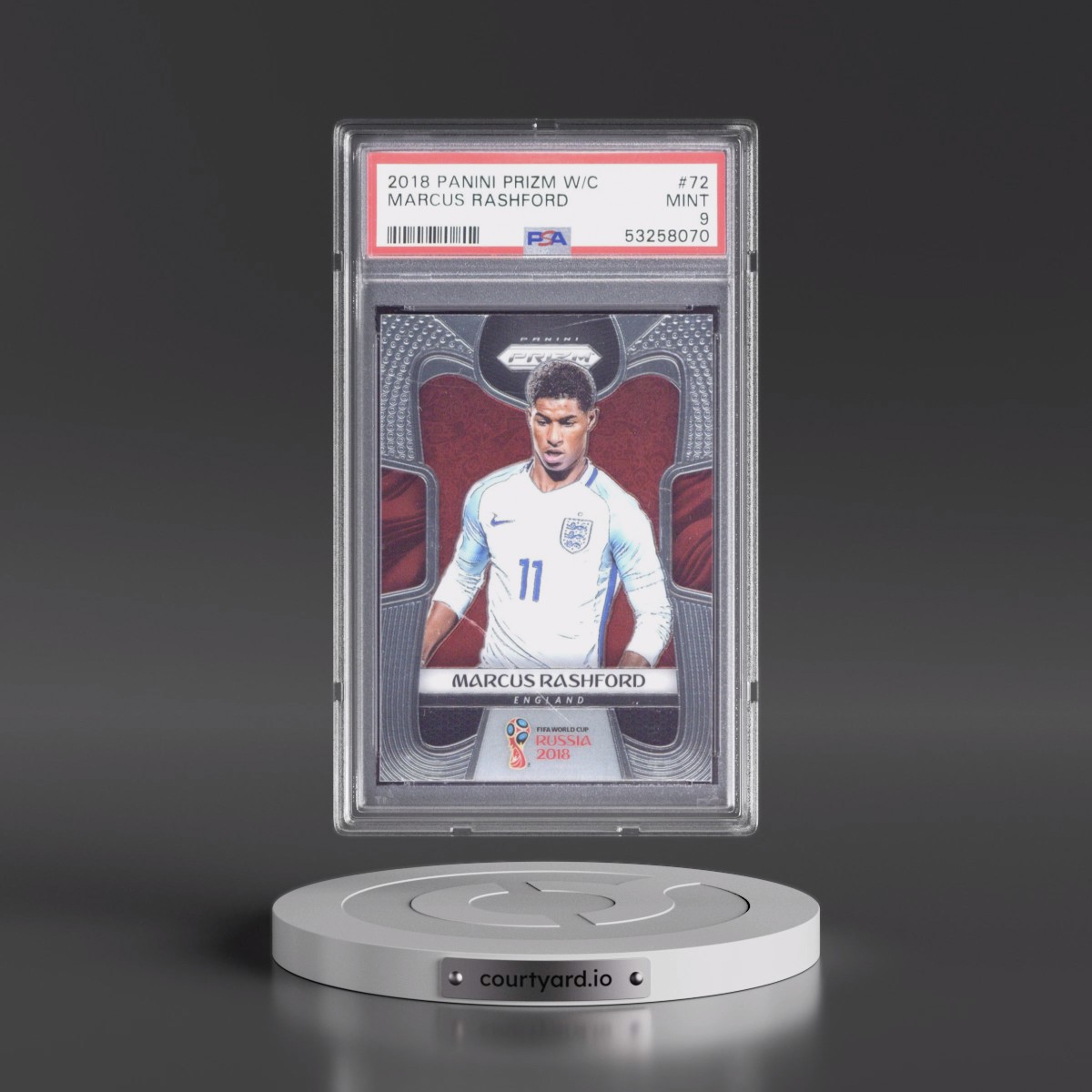 2018 Panini Prizm World Cup #72 Marcus Rashford (PSA 9 MINT)