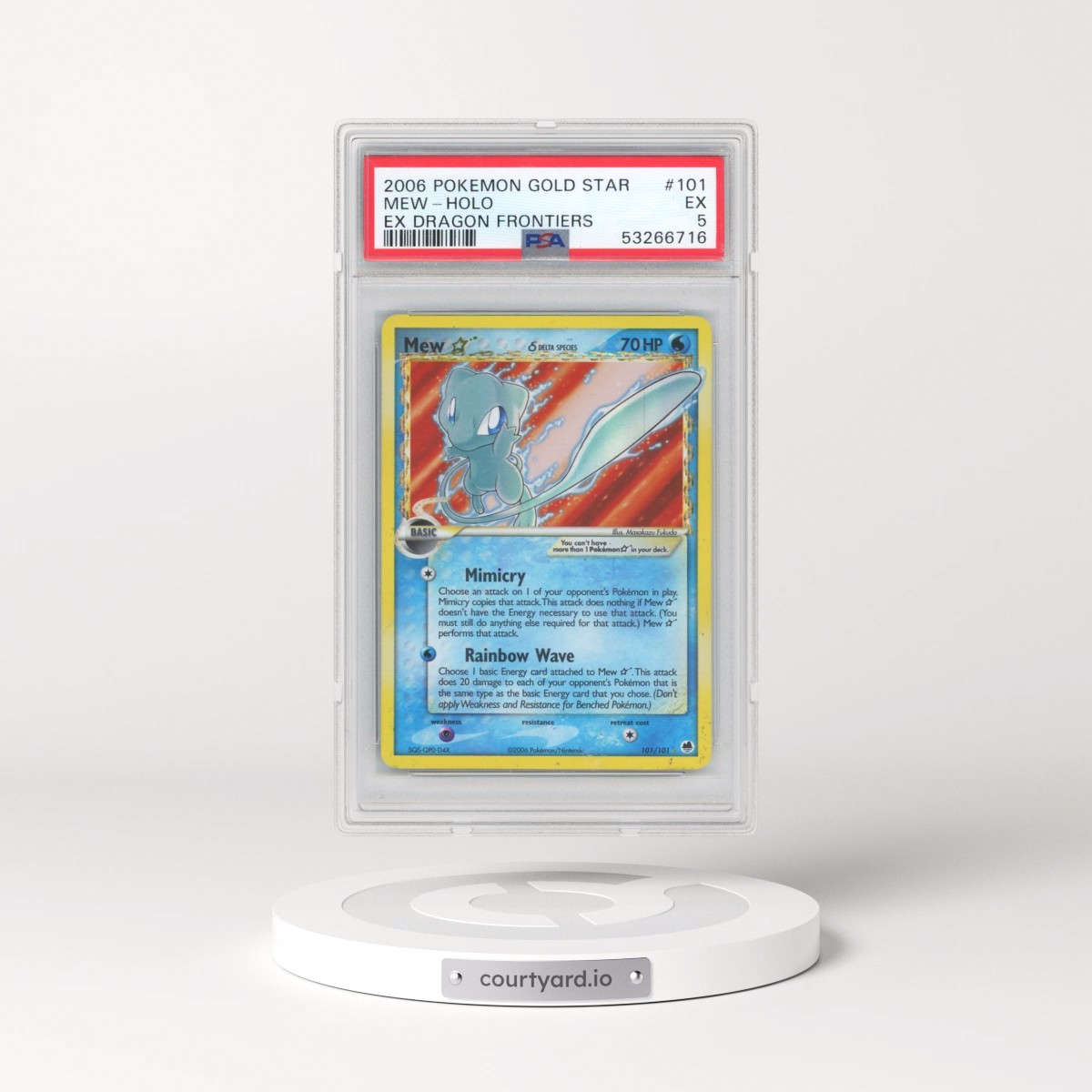 2006 Pokémon EX Dragon Frontiers Mew - Holo Gold Star #101 PSA 5