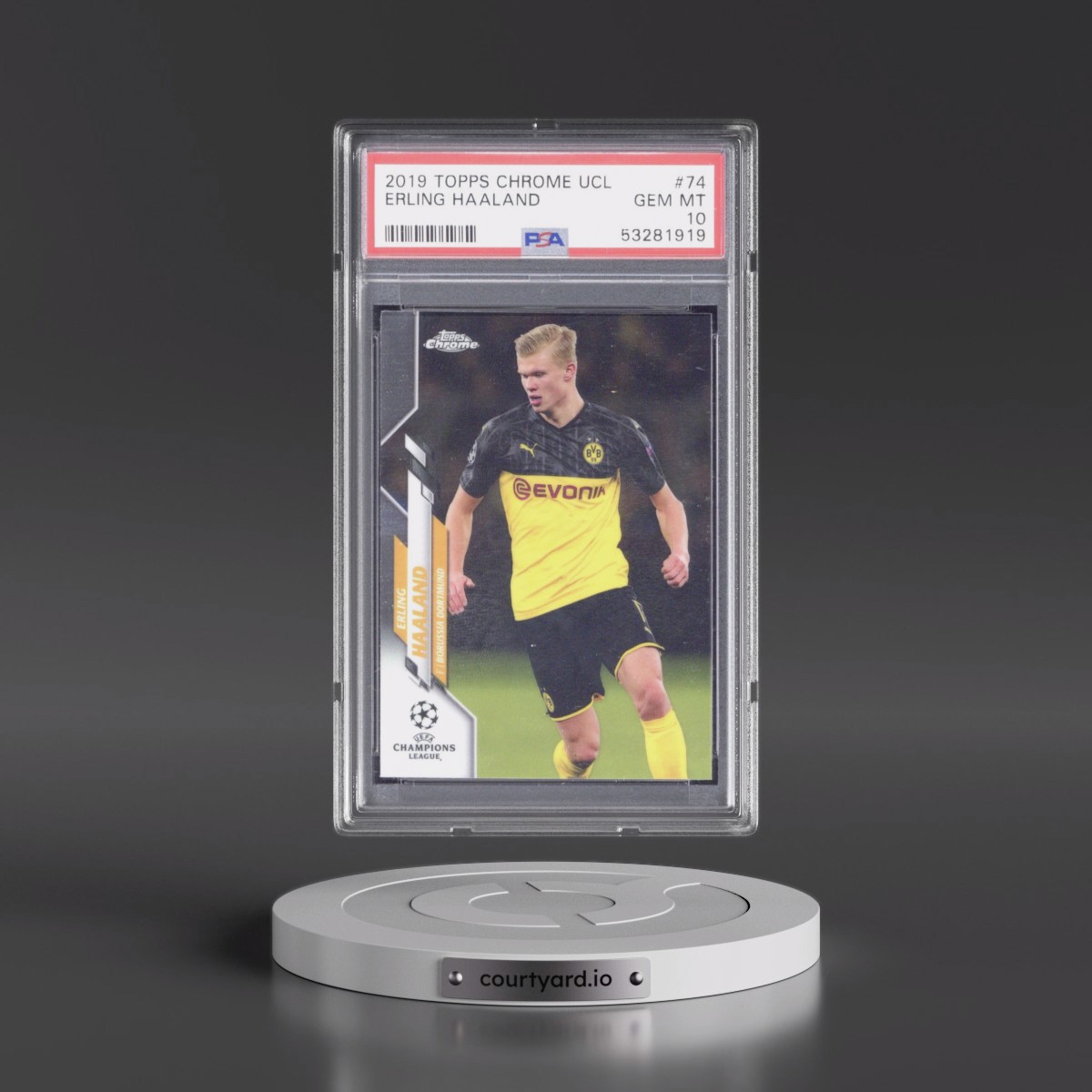2019 Topps Chrome UEFA Champions League #74 Erling Haaland (PSA 10 GEM MINT) - Photo
