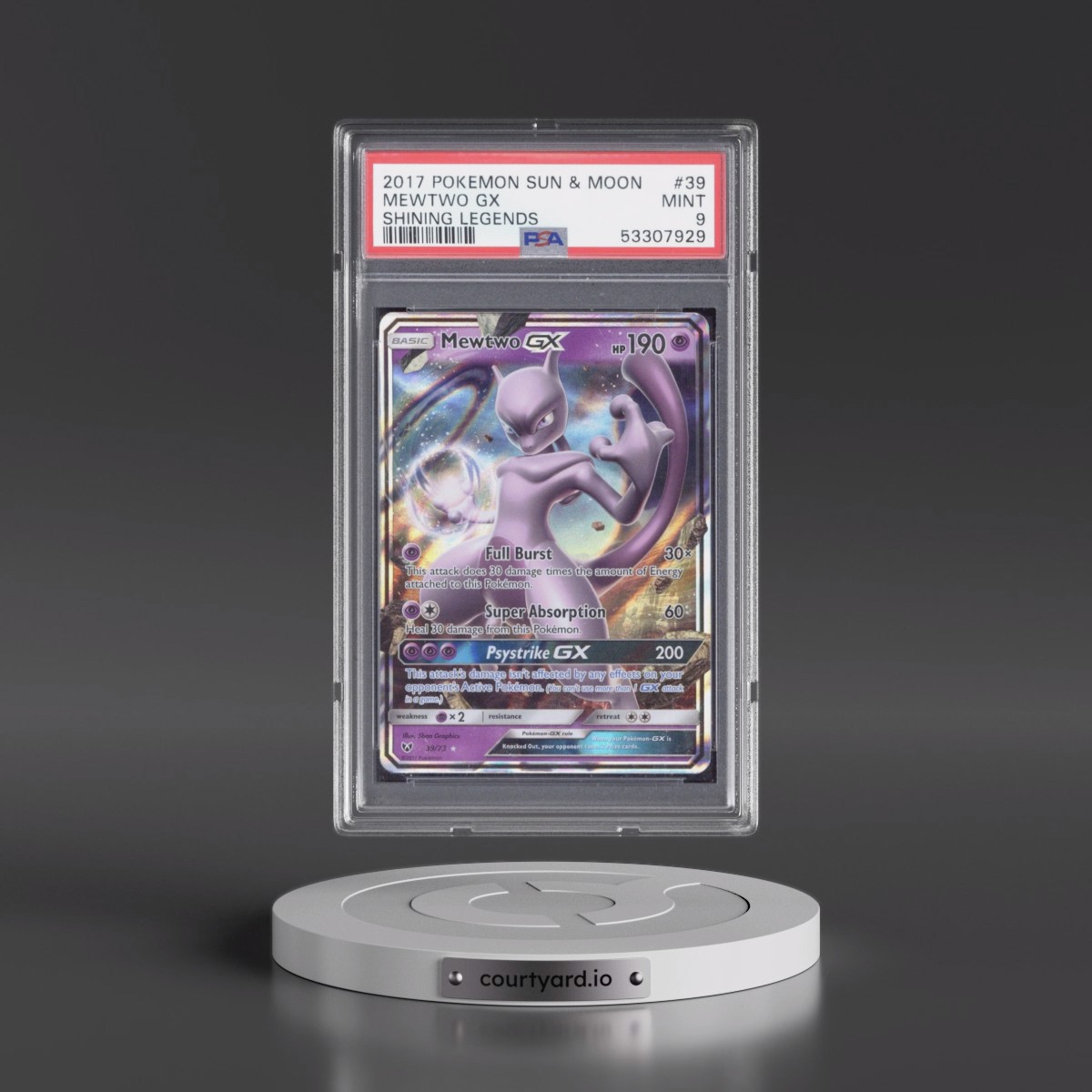 2017 Pokémon Sun & Moon Shining Legends #39 Mewtwo GX - Holo (PSA 9 MINT)