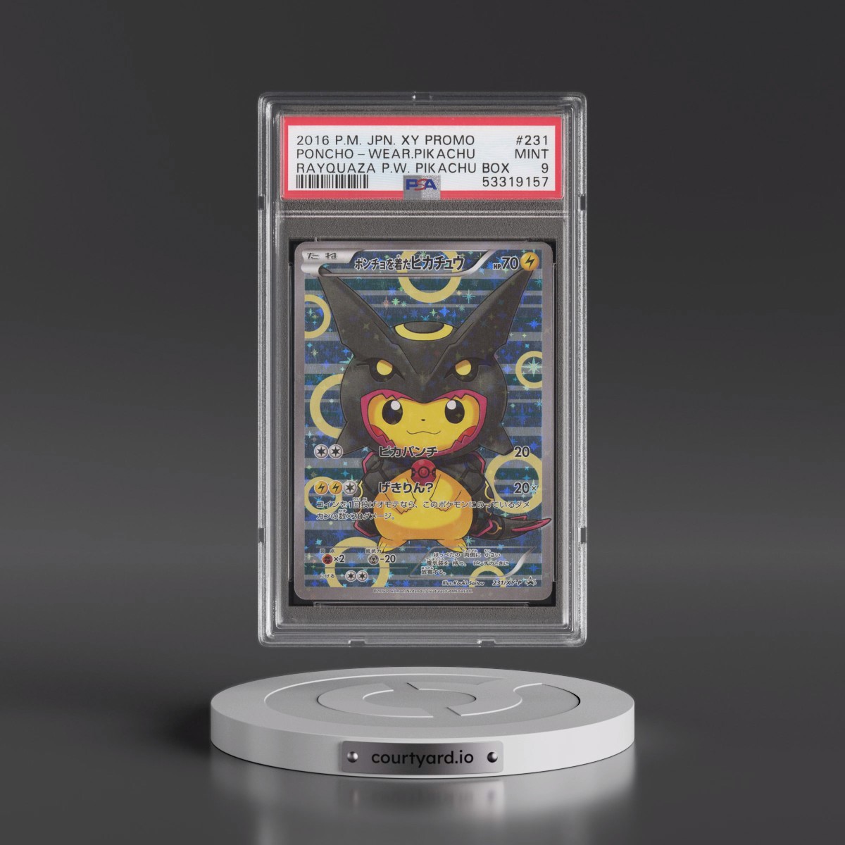 2016 Pokémon XY Promo #231 Poncho-Wearing Pikachu - Rayquaza Poncho-Wearing Pikachu Box (PSA 9 MINT)