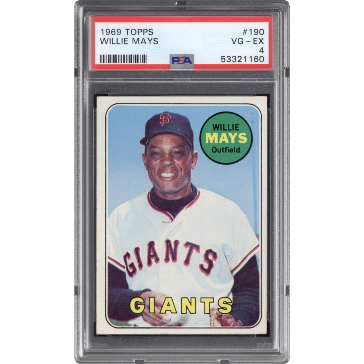 1969 Topps #190 Willie Mays (PSA 4 VG-EX)