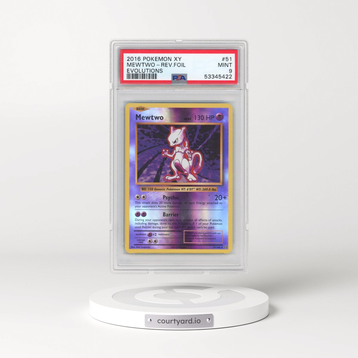 2016 Pokémon XY Evolutions #51 Mewtwo - Reverse Foil (PSA 9 MINT)