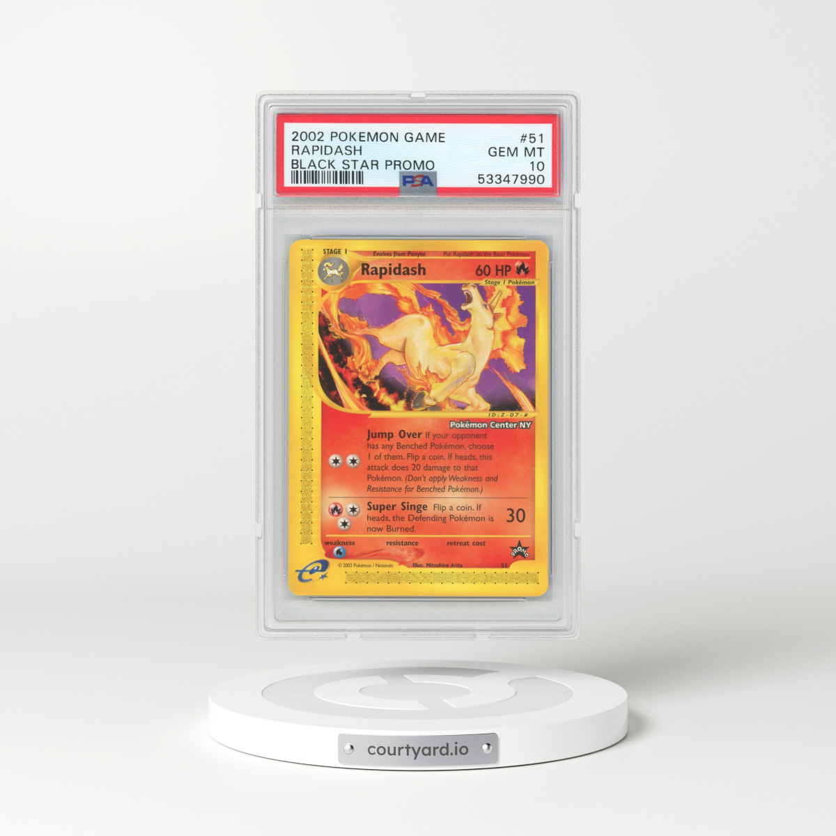 2002 Pokémon Game Promo #51 Rapidash - Black Star-Pokemon Center NY (PSA 10 GEM MINT)