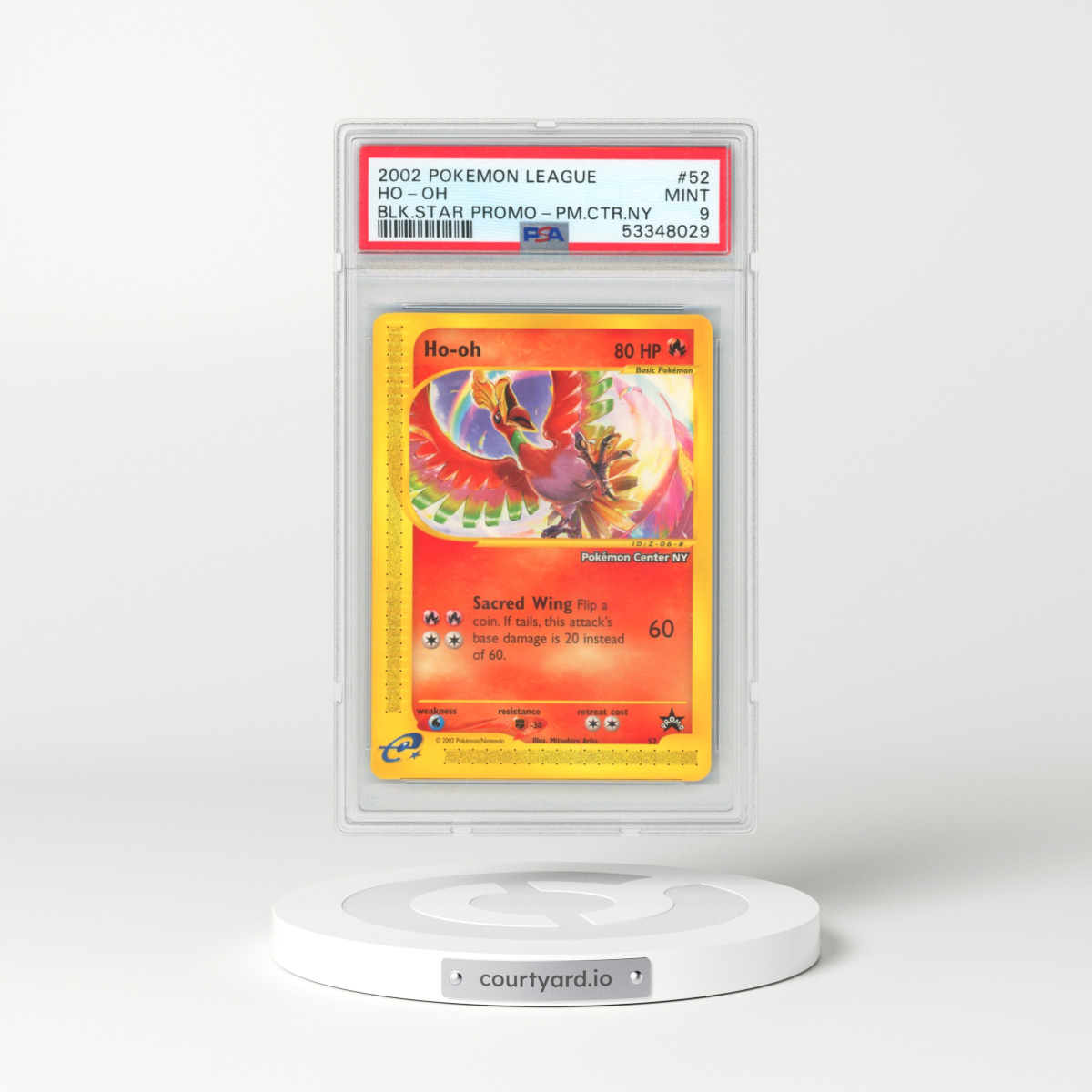 2002 Pokémon League Promo Black Star #52 HO-Oh - Pokemon Center NY (PSA 9 MINT)