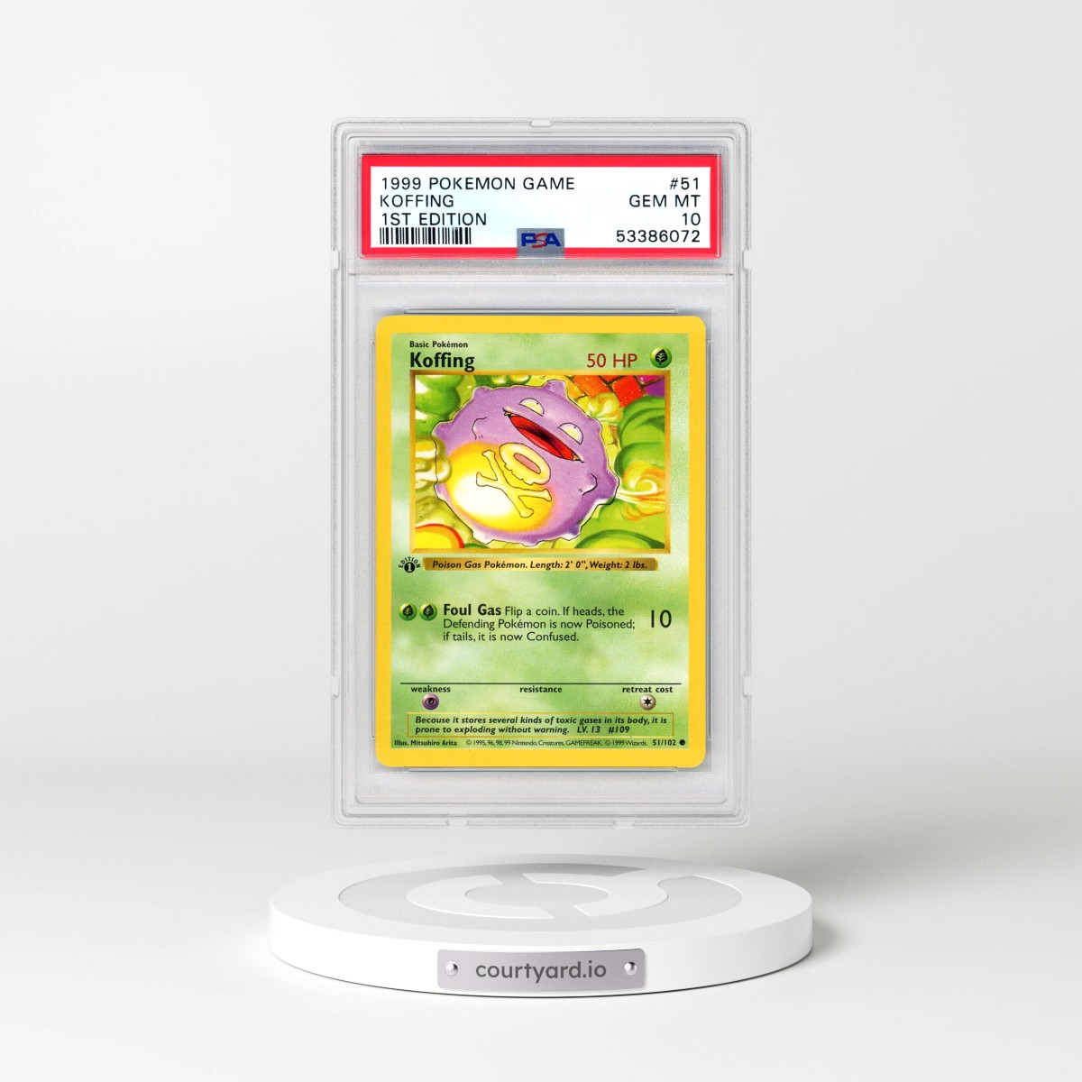 1999 Pokémon Game #51 Koffing - 1st Edition (PSA 10 GEM MINT)