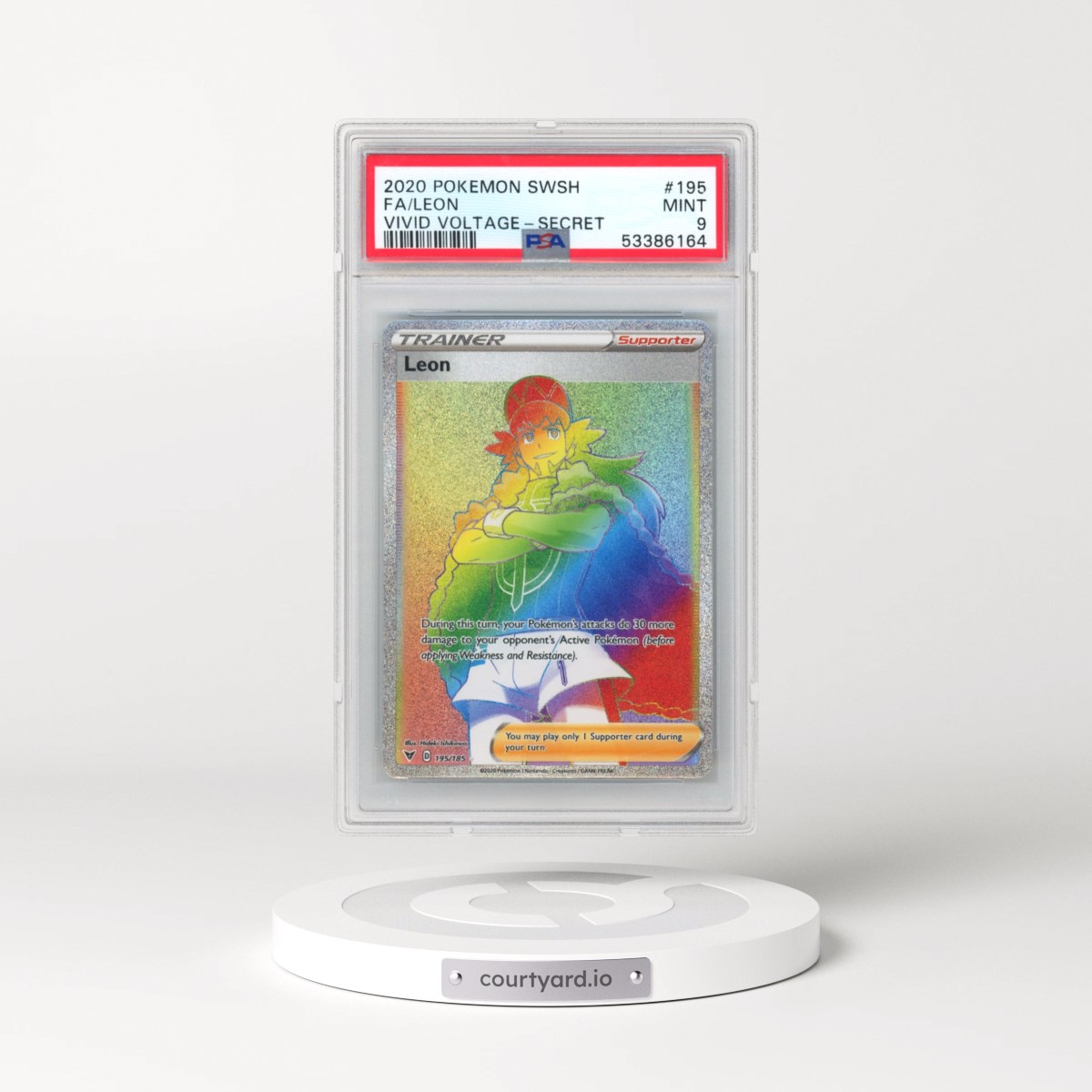 2020 Pokémon Sword & Shield Vivid Voltage #195 Leon - Full Art Secret (PSA 9 MINT)