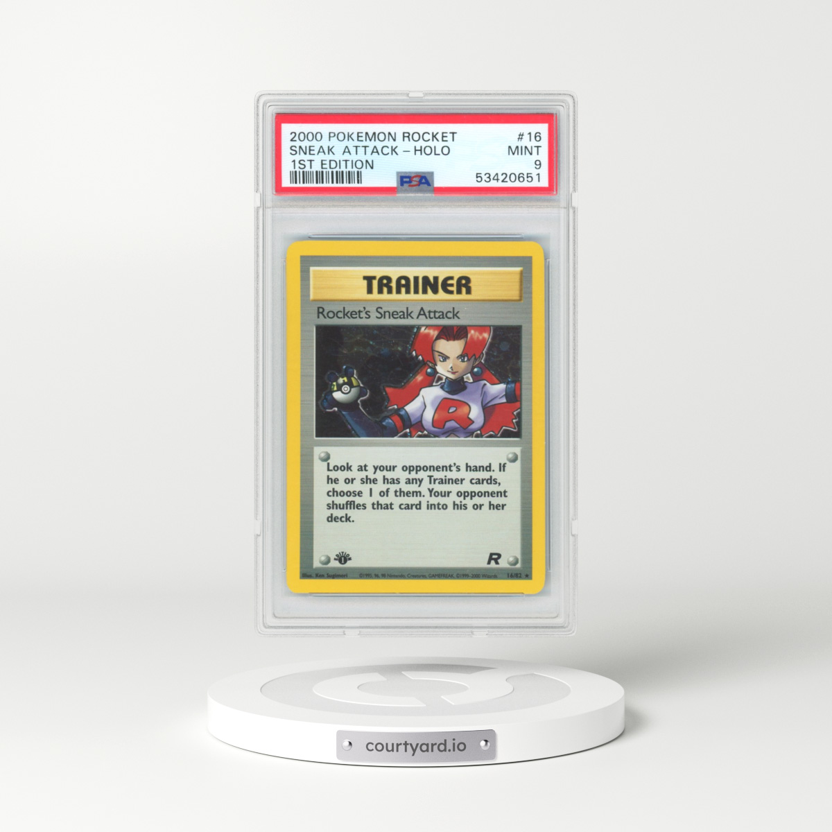 2000 Pokémon Rocket #16 Rocket's Sneak Attack - 1st Edition Holo (PSA 9 MINT)