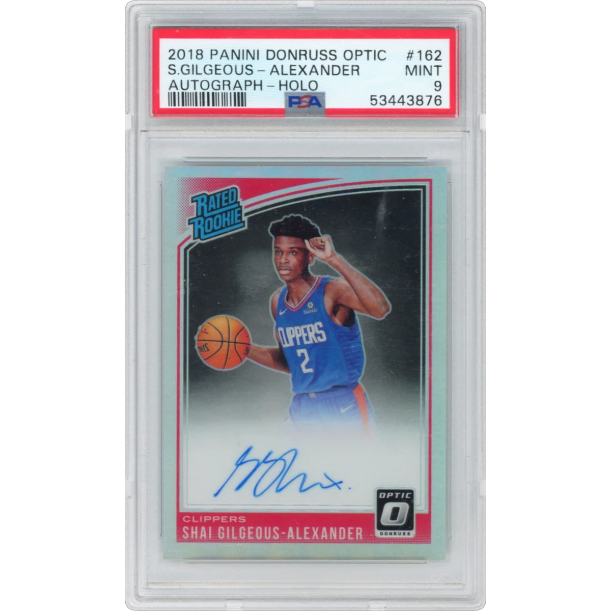 2018 Panini Donruss Optic #162 Shai Gilgeous-Alexander - Autograph-Holo, PSA 9