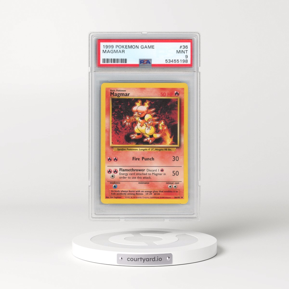 1999 Pokémon Game #36 Magmar (PSA 9 MINT)