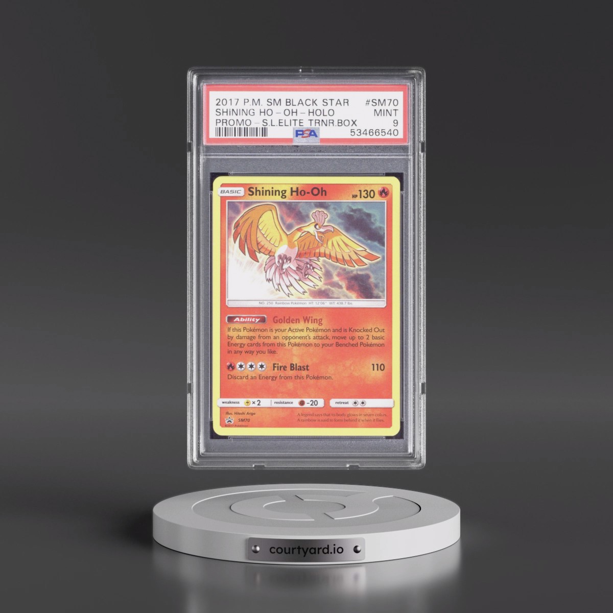 2017 Pokémon SM Black Star Promo #SM70 Shining HO-Oh - Holo Holo Shining Legends Elite Trainer Box (PSA 9 MINT)