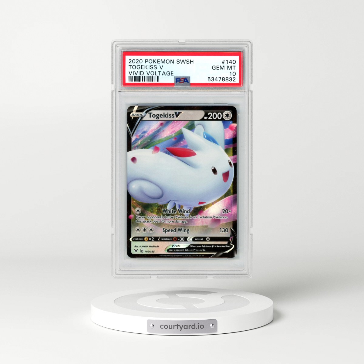 2020 Pokémon Sword & Shield Vivid Voltage #140 Togekiss V - Holo (PSA 10 GEM MINT)