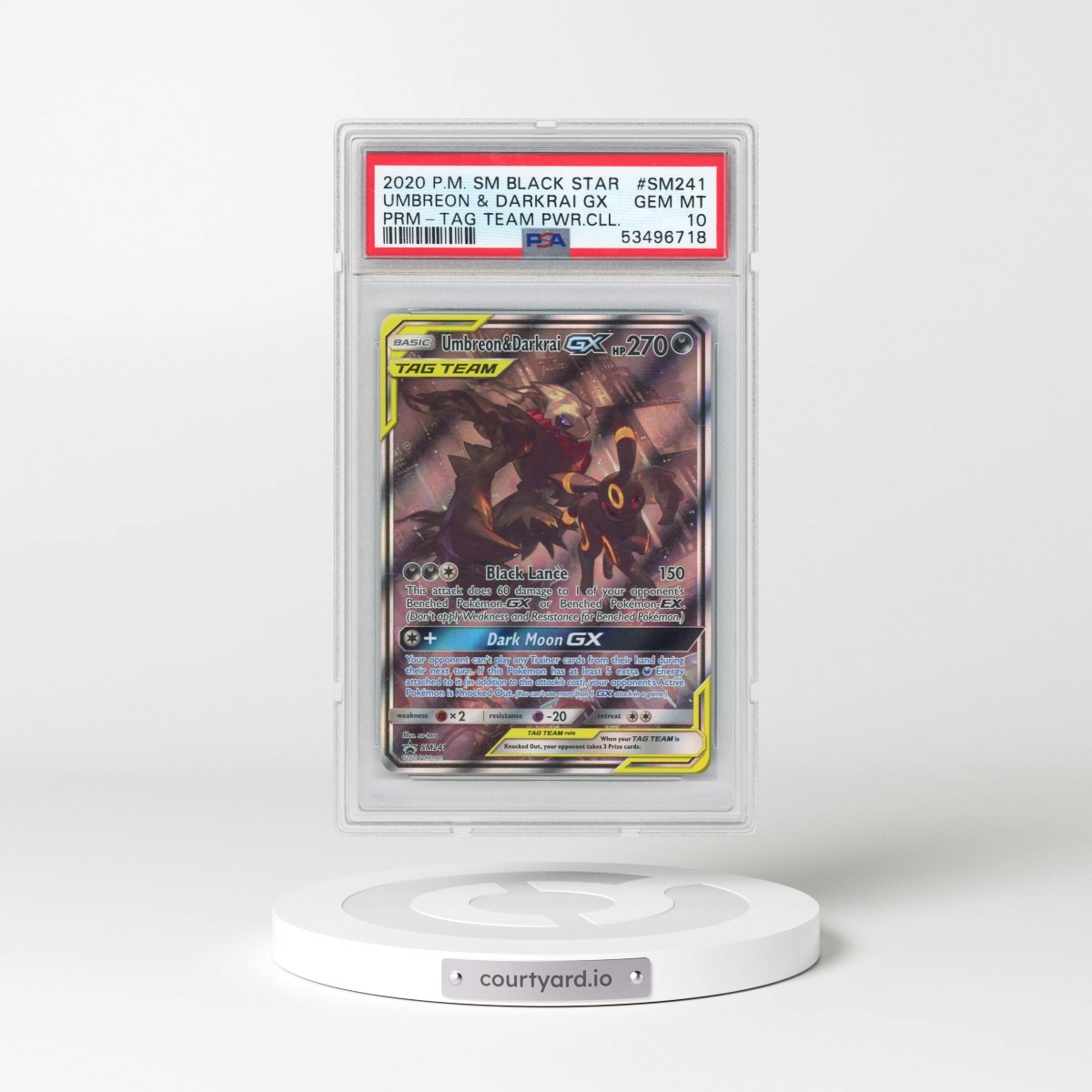 2020 Pokémon SM Black Star Promo #SM241 Umbreon & Darkrai GX - Holo Tag Team Powers Collection (PSA 10 GEM MINT)