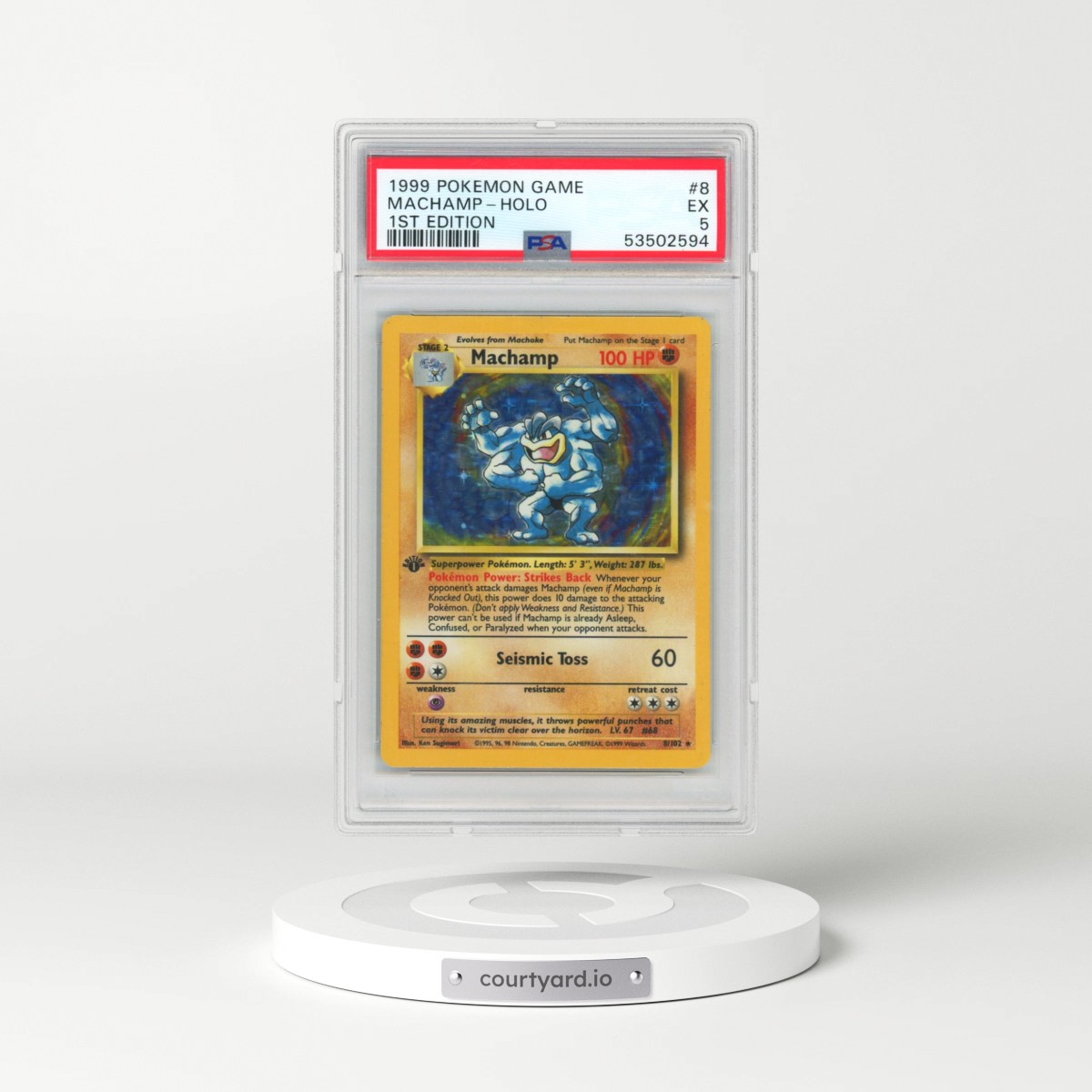 1999 Pokémon Game #8 Machamp - 1st Edition Holo (PSA 5 EX)