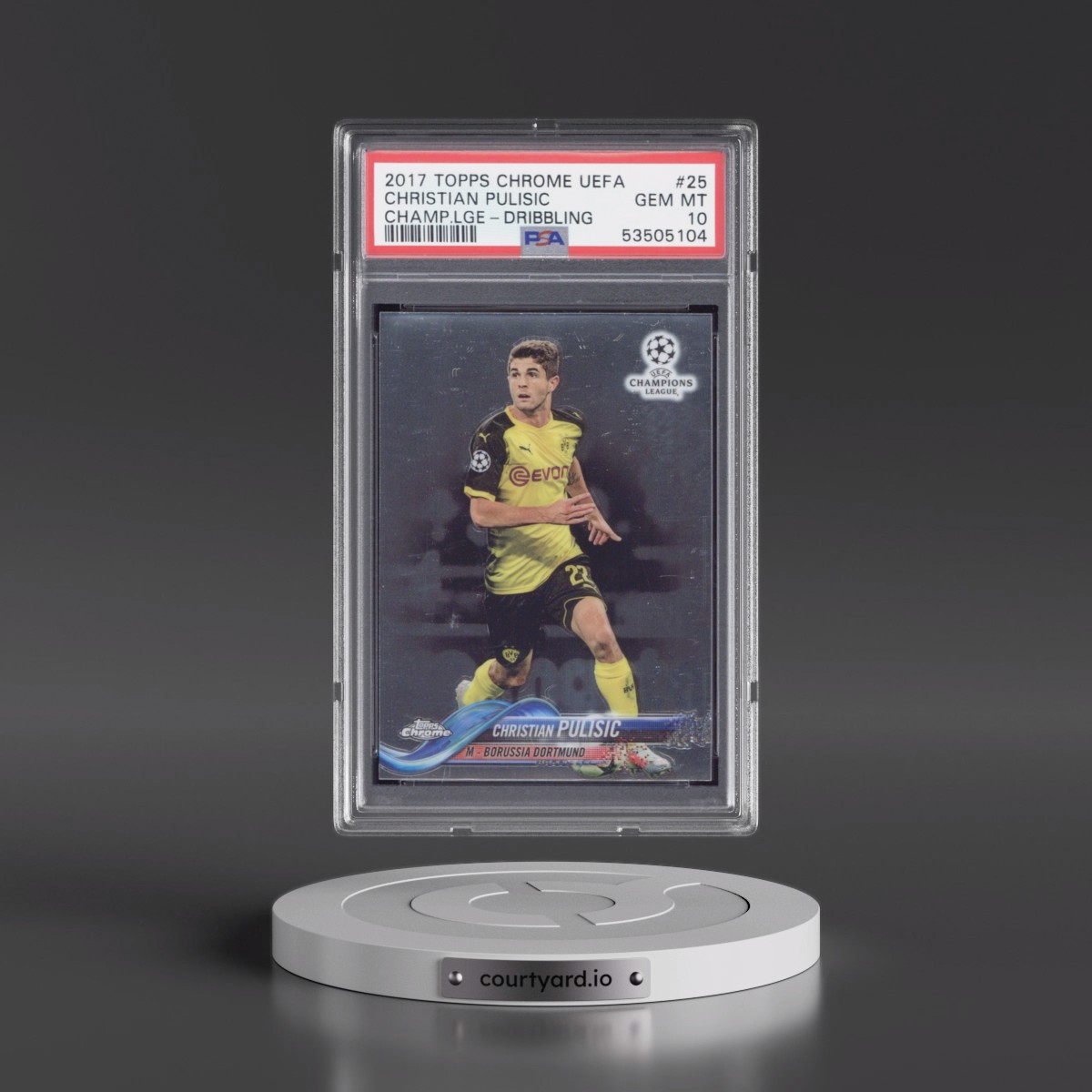 2017 Topps Chrome UEFA Champions League #25 Christian Pulisic - Dribbling (PSA 10 GEM MINT)