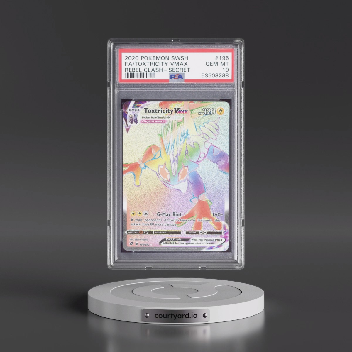 2020 Pokémon Sword & Shield Rebel Clash #196 Toxtricity Vmax - Full Art Secret (PSA 10 GEM MINT)