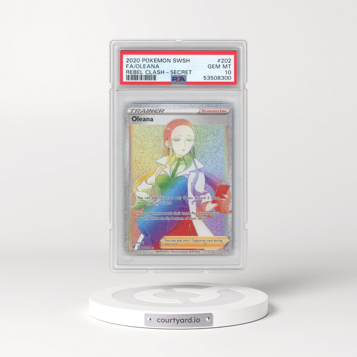 2020 Pokémon Sword & Shield Rebel Clash #202 Oleana - Full Art Secret (PSA 10 GEM MINT)