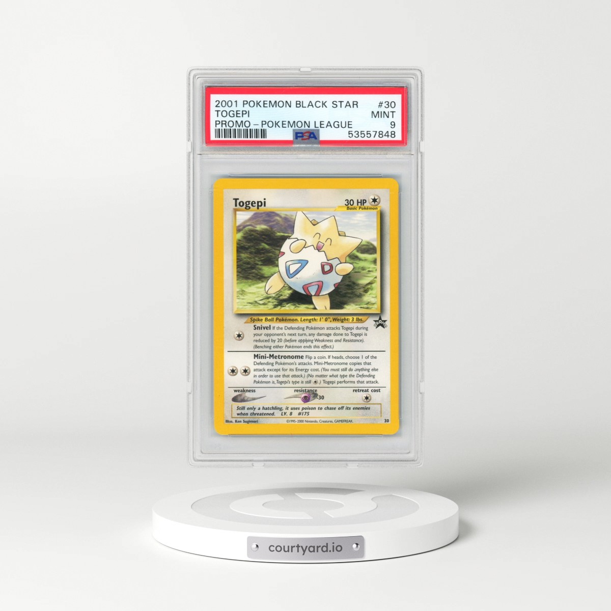 2001 Pokémon Promo Black Star #30 Togepi - Pokemon League (PSA 9 MINT)
