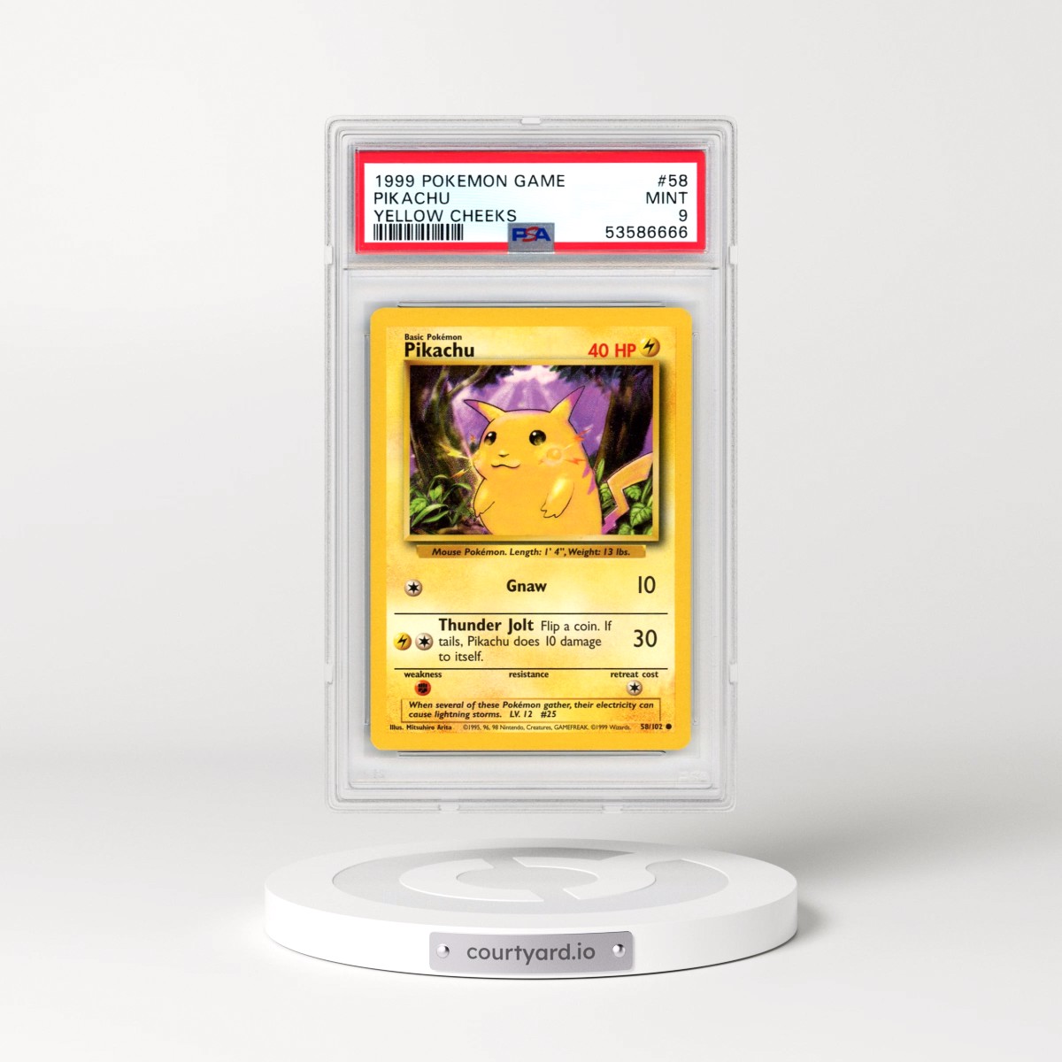 1999 Pokémon Game #58 Pikachu - Yellow Cheeks (PSA 9 MINT)