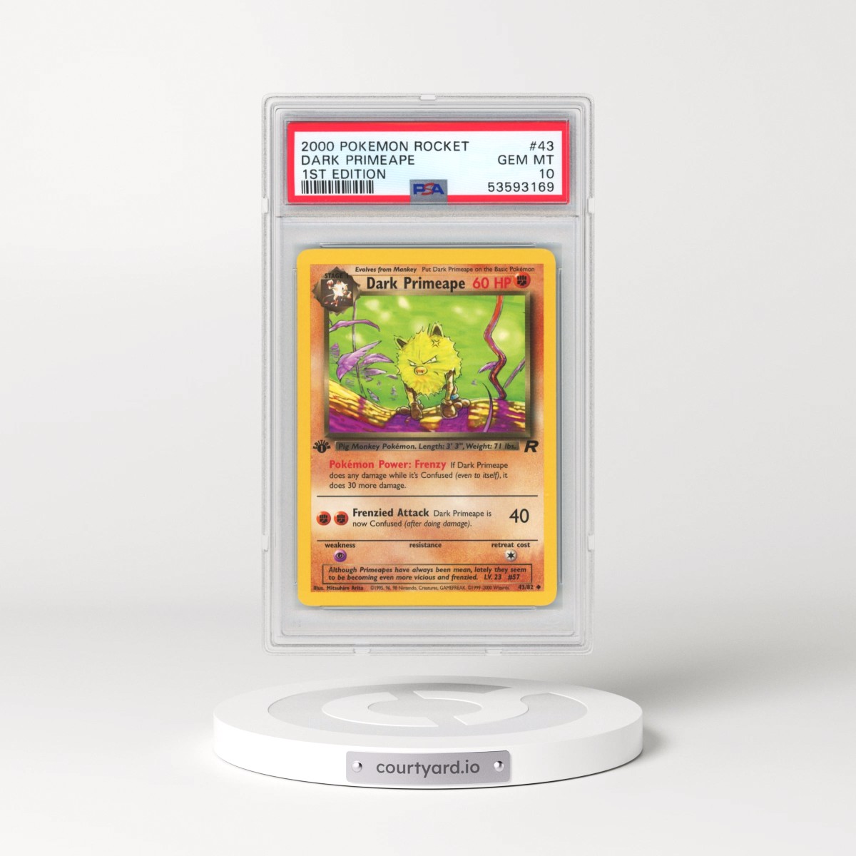 2000 Pokémon Rocket #43 Dark Primeape - 1st Edition (PSA 10 GEM MINT)