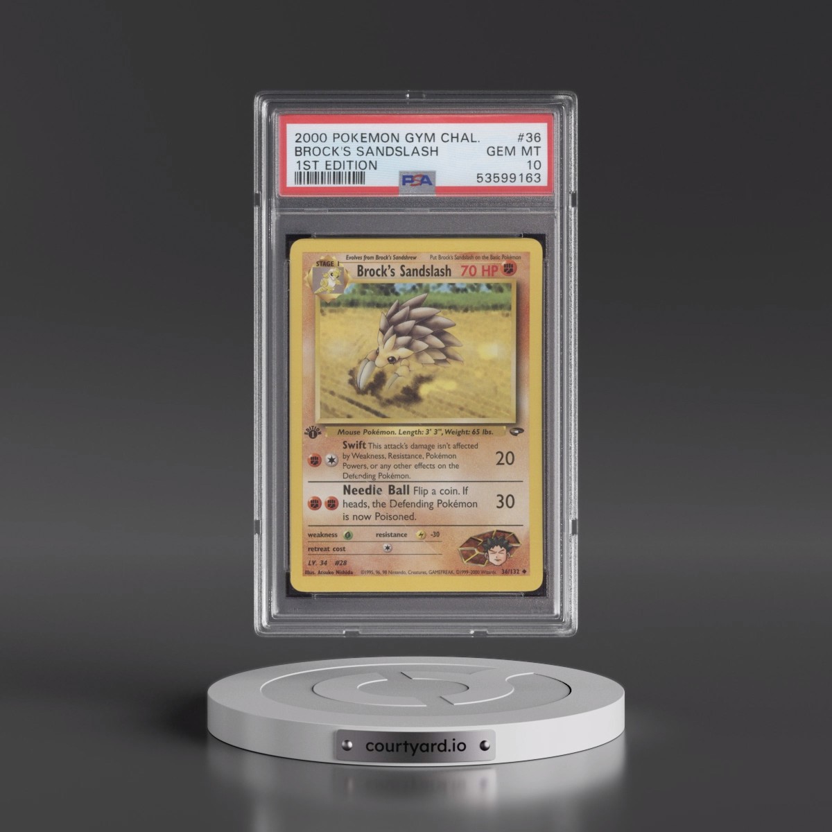 2000 Pokémon Gym Challenge Brock's Sandslash - 1st Edition #36 PSA 10