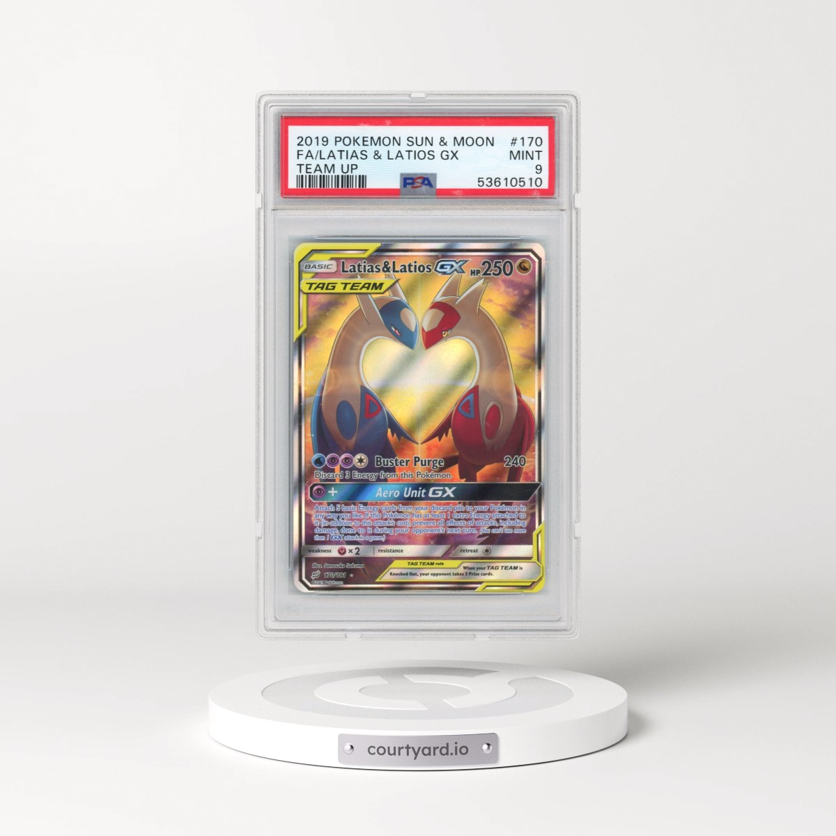 2019 Pokémon Sun & Moon Team Up #170 Latias & Latios GX - Holo Full Art (PSA 9 MINT)