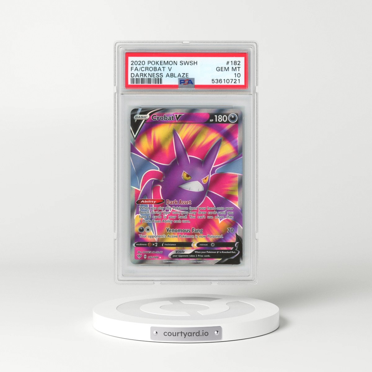 2020 Pokémon Sword & Shield Darkness Ablaze #182 Crobat V - Holo Full Art (PSA 10 GEM MINT)